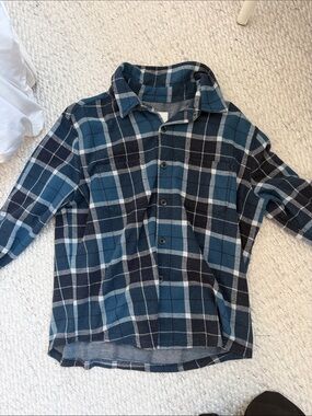 Goodfellow & Co Blue and Black Plaid Button-Up Shirt